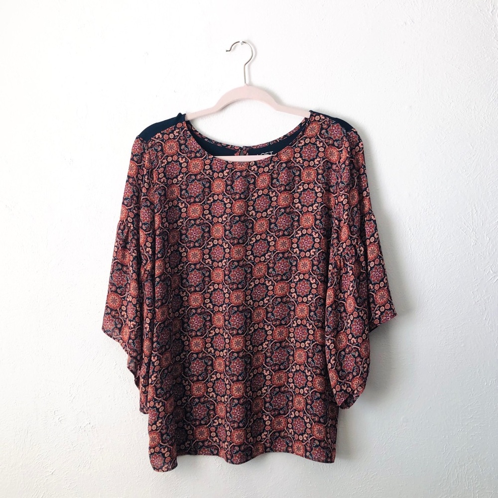loft outlet boho trumpet sleeve blouse size medium